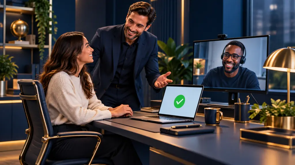 iTO.London - A new employee welcomed at a prepared workstation with remote IT support available