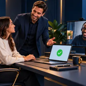 iTO.London - A new employee welcomed at a prepared workstation with remote IT support available